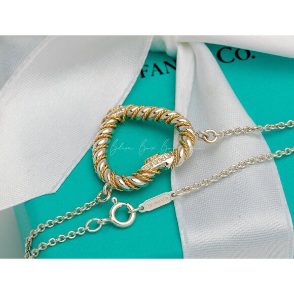 Tiffany & Co. Necklace Twisted Heart Rope Pendant 18k & Silver - Picture 4 of 9